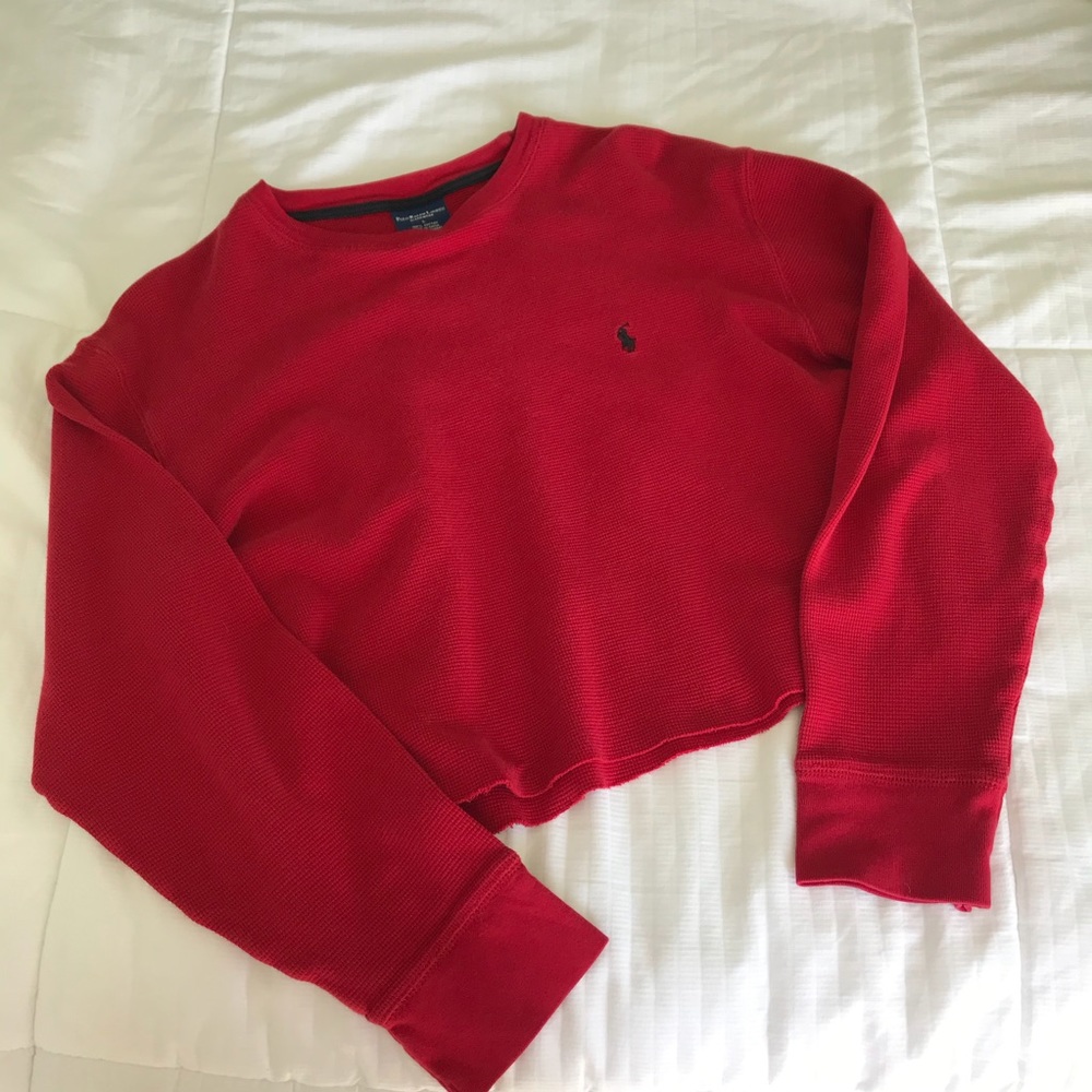 VINTAGE RED RALPH LAUREN WAFFLE SWEATER